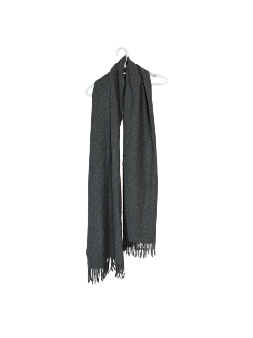 Vintage Holt Renfrew Charcoal Gray Wool Shawl Wrap Blanket Scarf w/ Fringe Italy - Picture 5 of 10